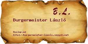 Burgermeister László névjegykártya